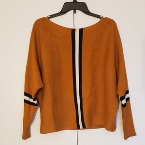 SHEIN Mustard Yellow Stripe Knit Sweater